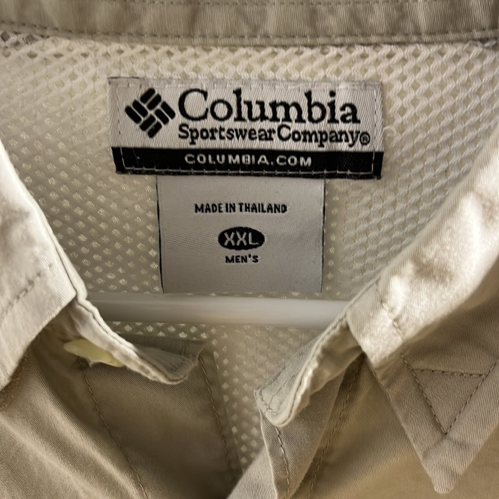 Columbia PPG Tan Beige Long Sleeve Button Down Fishing Shirt Size XXL - Picture 9 of 12